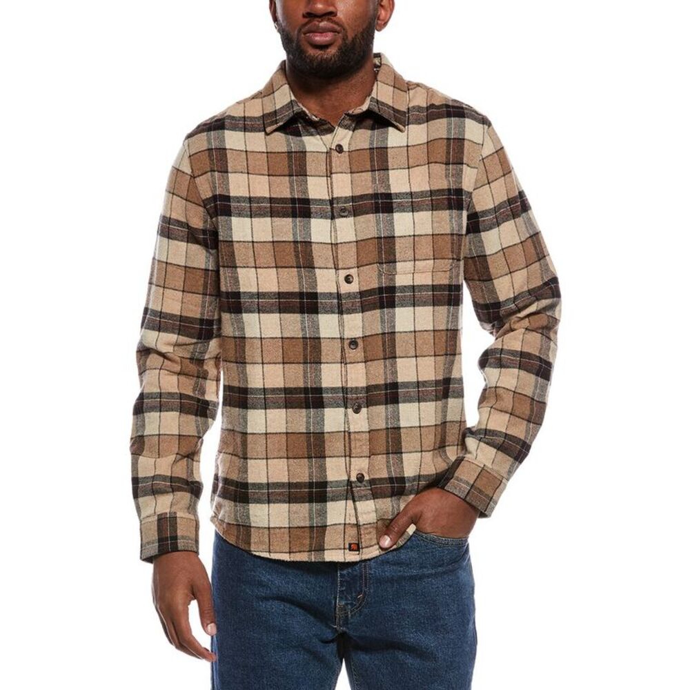 The Normal Brand Mens  Louis Heavyweight Flannel Overshirt, Brown